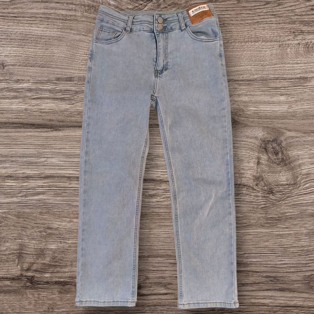 Kimhekim Changownoj Fashion Light Wash Straight Leg Cropped Jeans Size US Small
